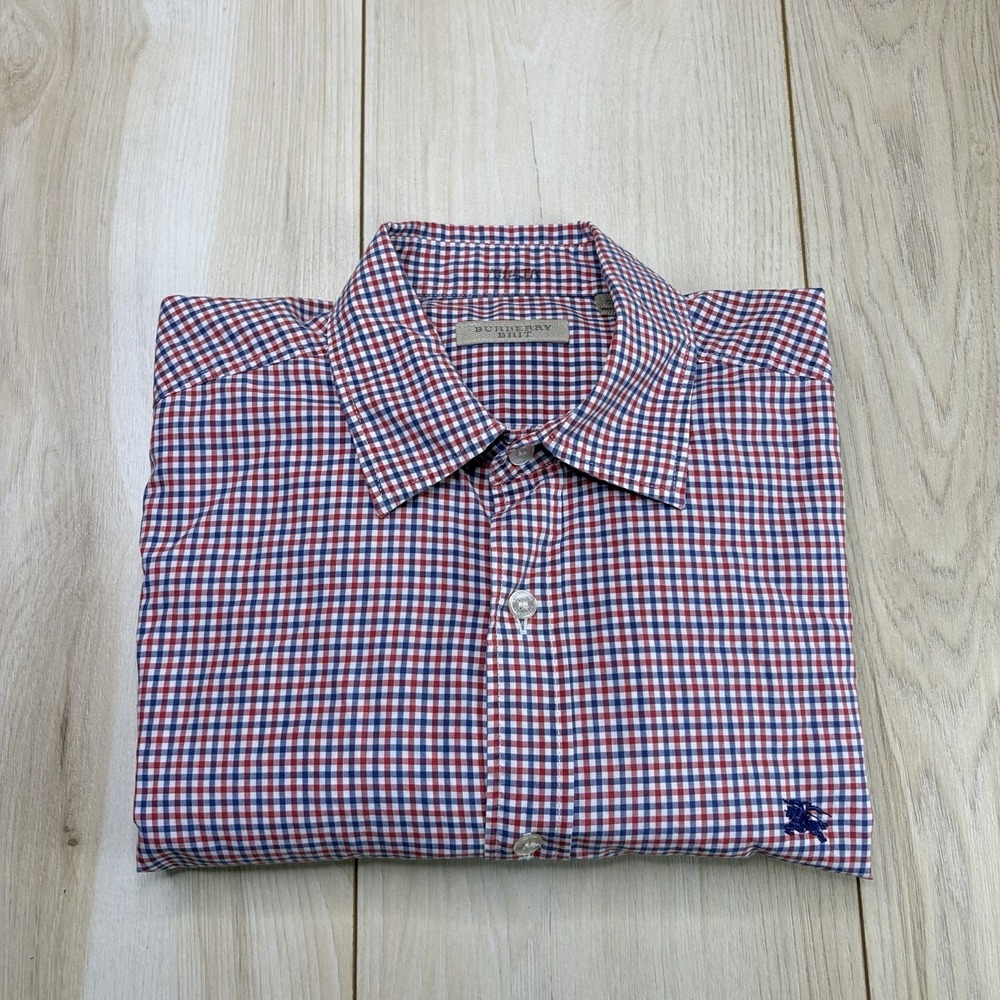 Burberry Brit Men's Gingham Check Button Down Shirt Medium Chest Pocket Logo